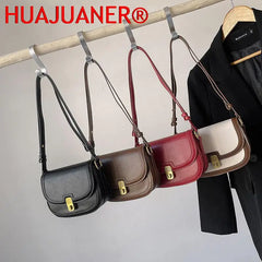 Retro Leather Saddle Shoulder Bag Flap Crossbody for Women
