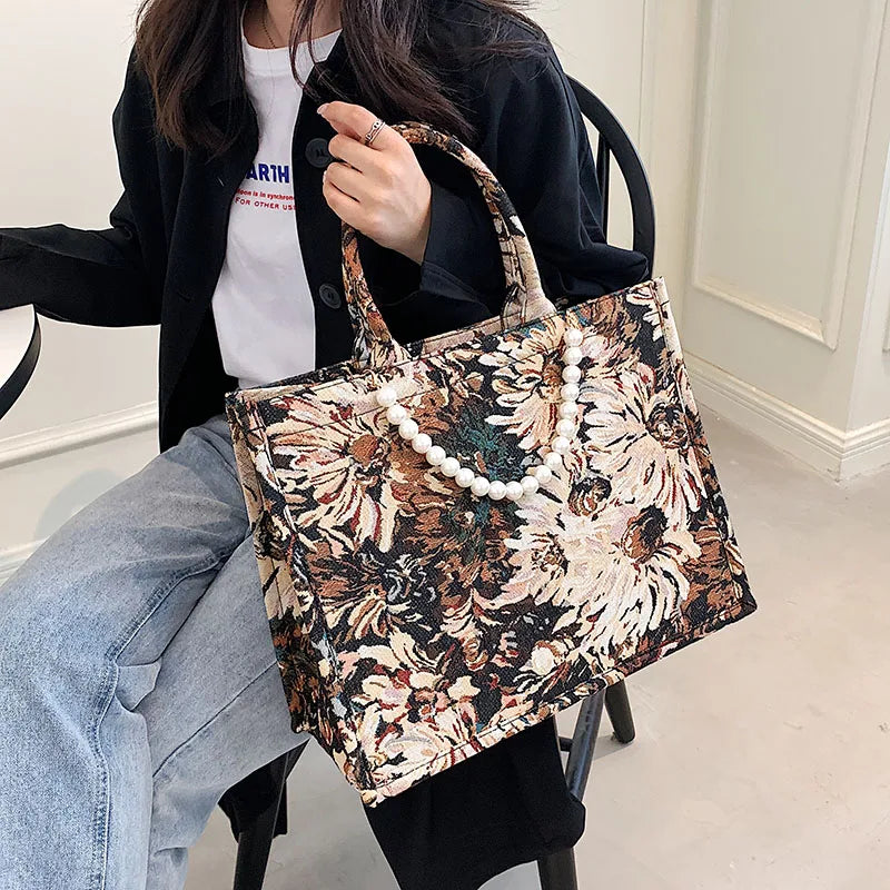 Flowers Beading Shoulder Bag for Women
