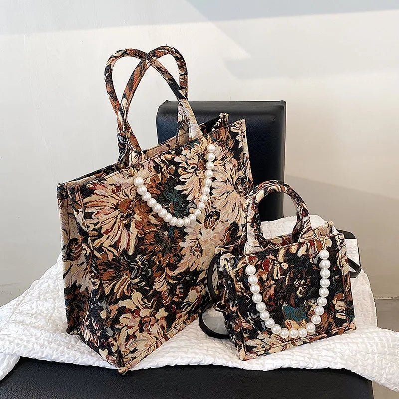 Flowers Beading Shoulder Bag for Women