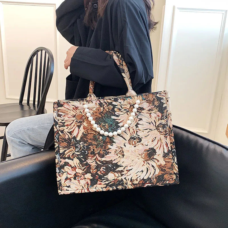 Flowers Beading Shoulder Bag for Women