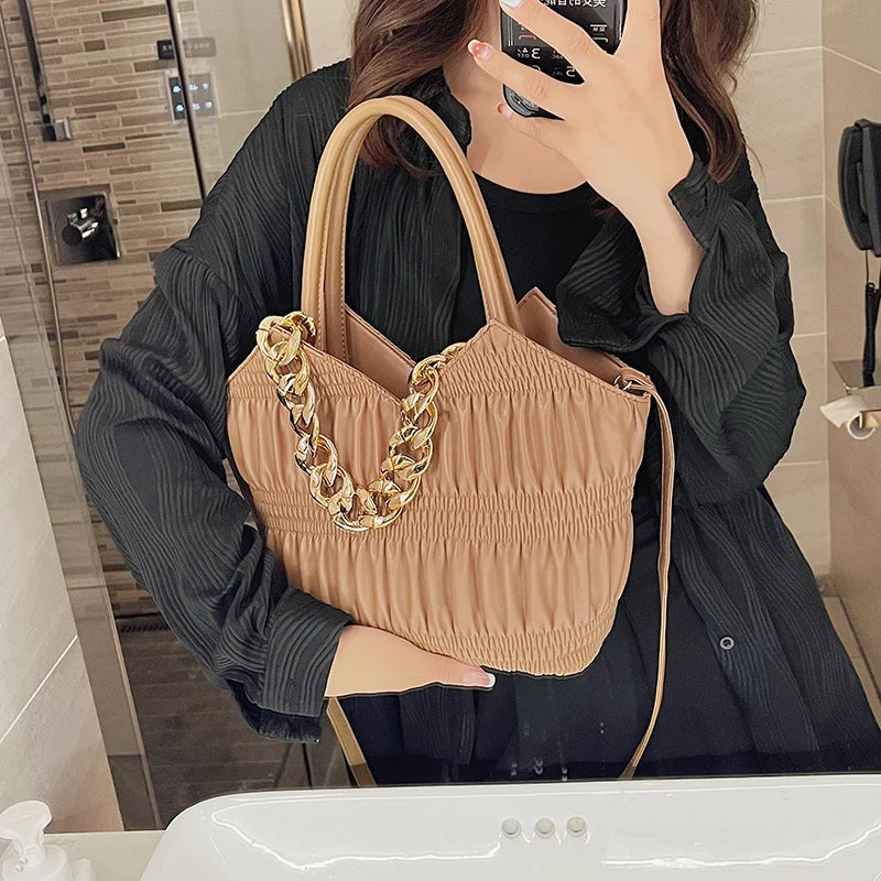 Leather Handbag Women Shoulder Crossbody Chain Tote Bag S825