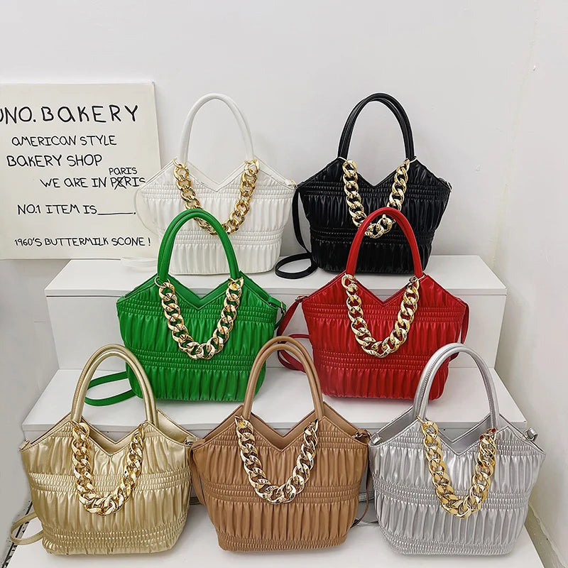 Leather Handbag Women Shoulder Crossbody Chain Tote Bag S825