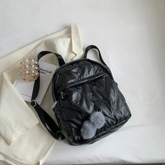 Fur Ball Women's Backpack Space Down Cotton School Travel BookBag Mochilas
