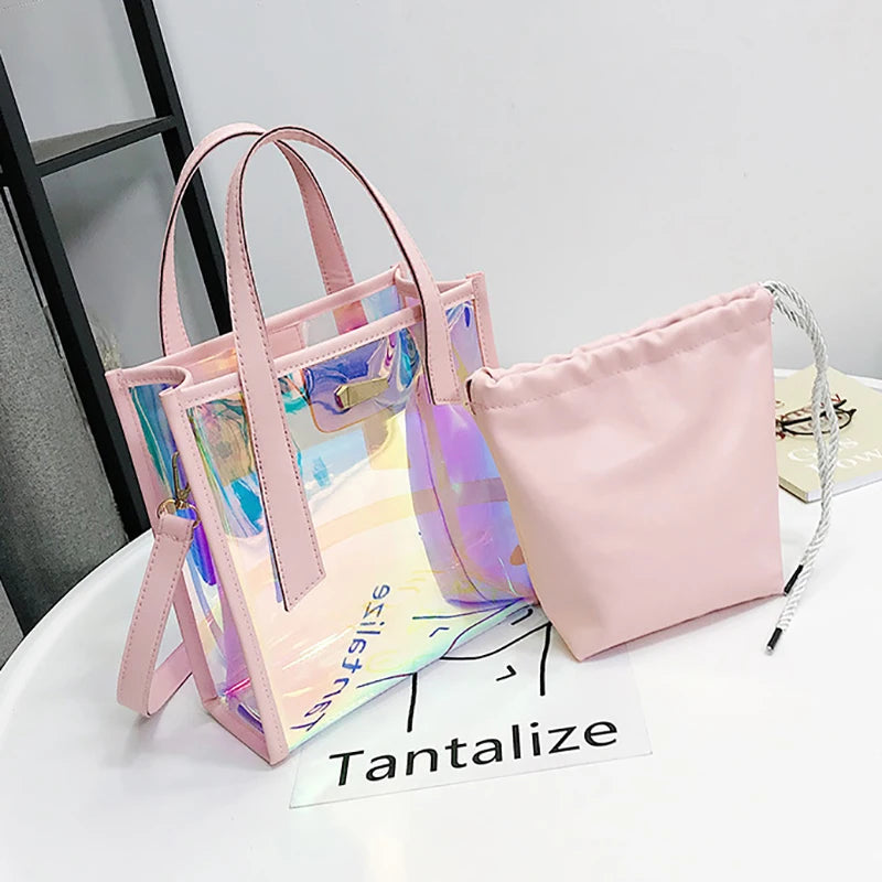Colorful Tote Bag Laser Composite Shoulder Crossbody Bag