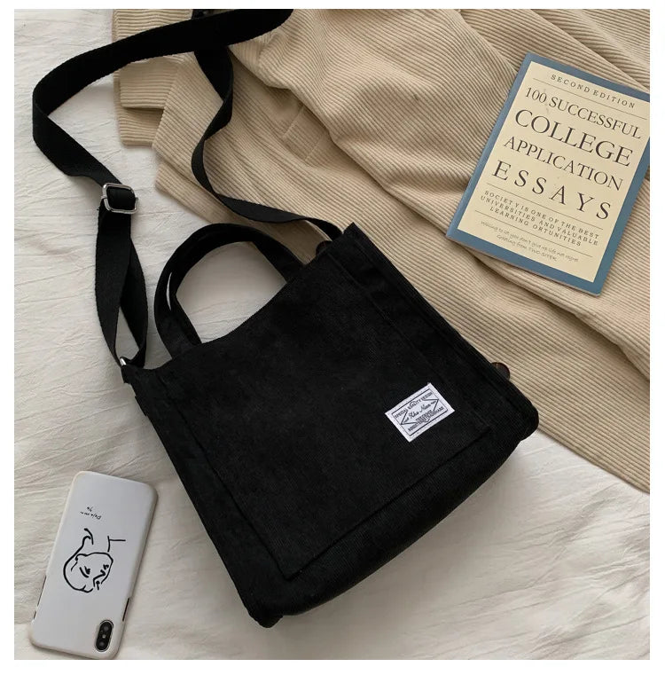 Corduroy Shoulder Bag Solid Buckle Messenger Small Square Bag