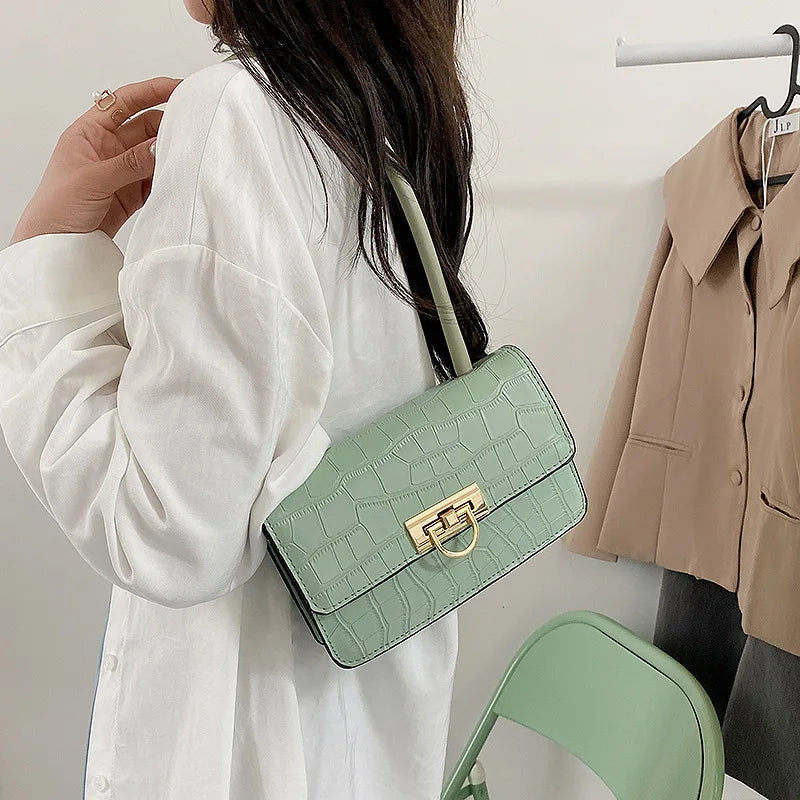 Retro Messenger Bag Solid Square Shoulder Bag for Ladies