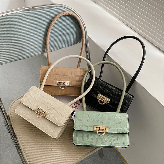 Retro Messenger Bag Solid Square Shoulder Bag for Ladies