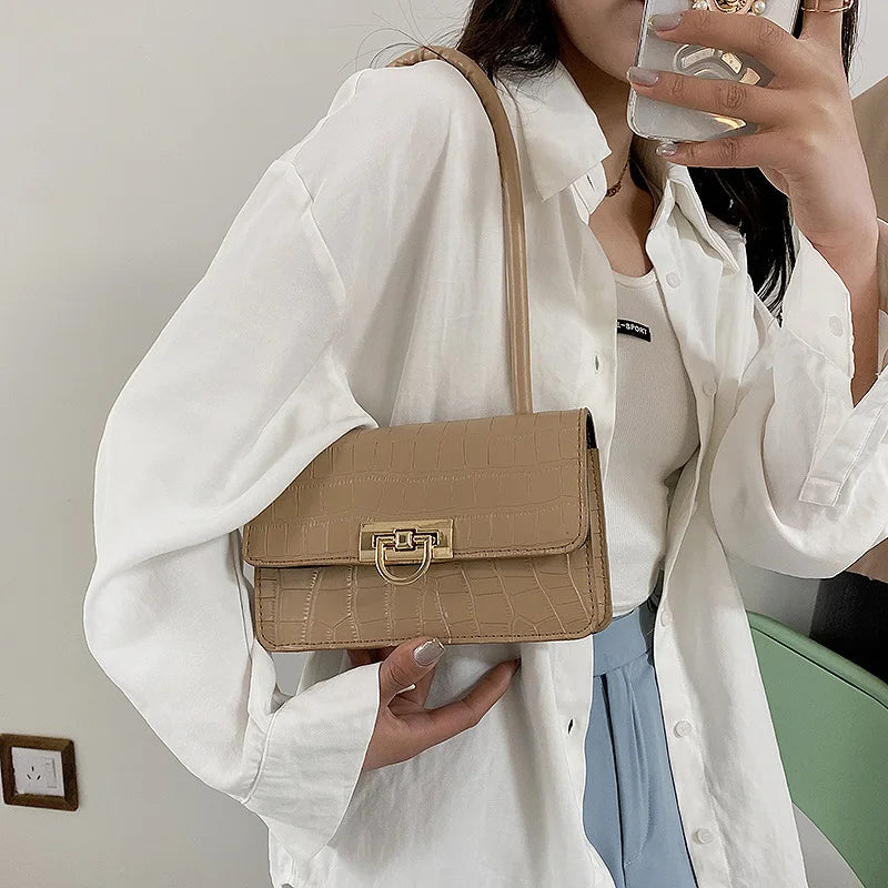 Retro Messenger Bag Solid Square Shoulder Bag for Ladies