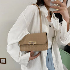 Retro Messenger Bag Solid Square Shoulder Bag for Ladies