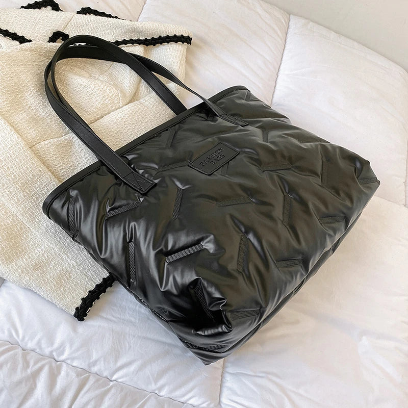 Winter Women's Shoulder Bag Lightweight Waterproof Down Space Bags