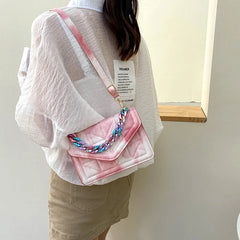 Plaid Shoulder Bag Small PU Leather Crossbody