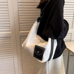 Women's Large Canvas Tote Bag with Pockets