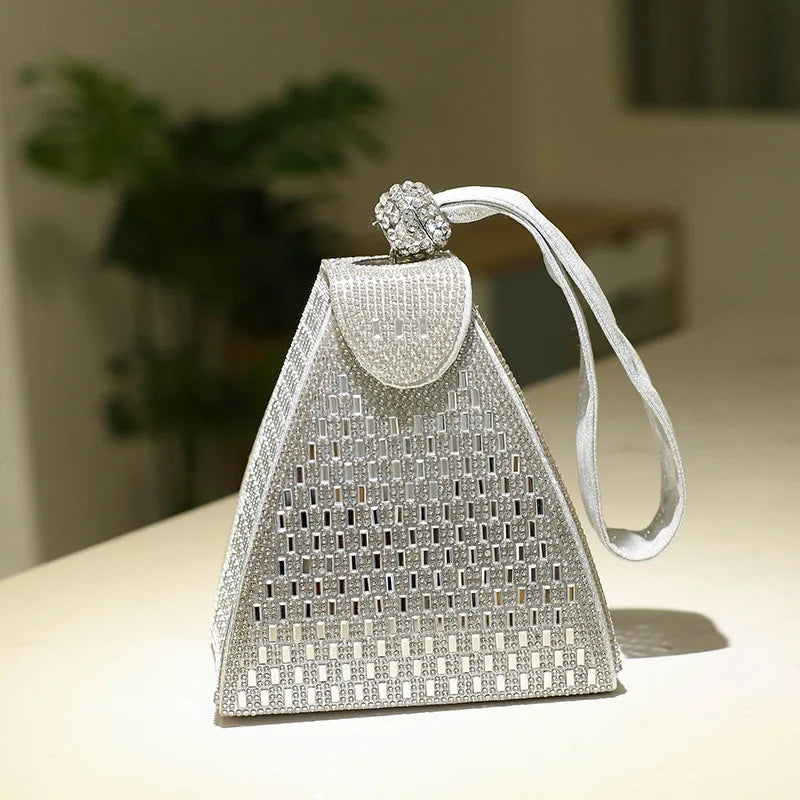 Triangle Rhinestone Clutch Purse for Women