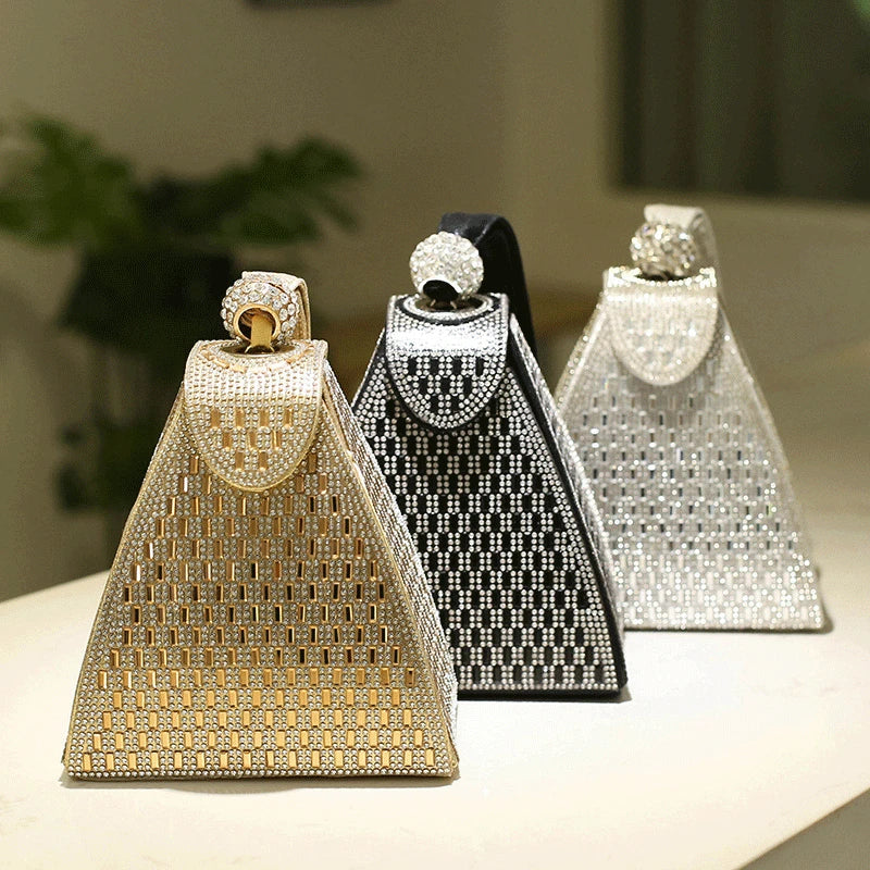 Triangle Rhinestone Clutch Purse for Women