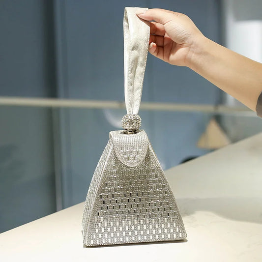 Triangle Rhinestone Clutch Purse for Women