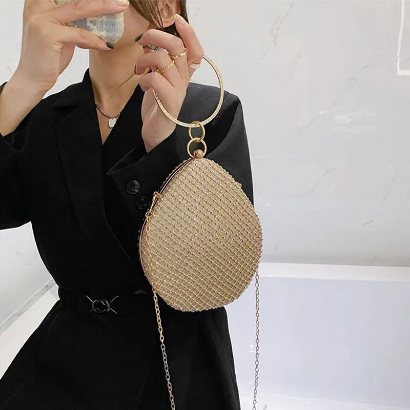 Rhinestone Evening Bag Top Handle Chain Shoulder Bag