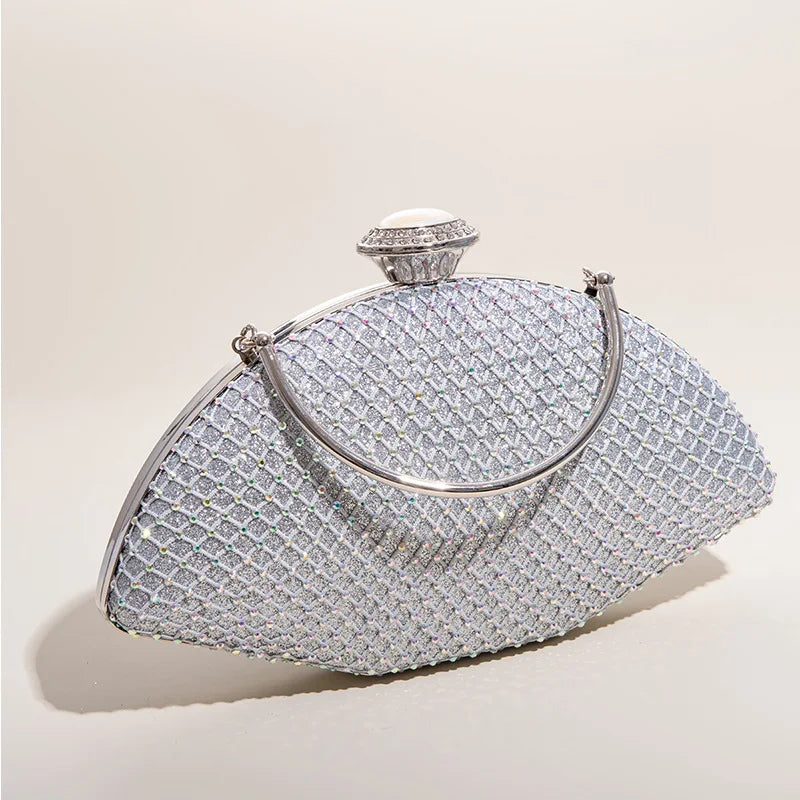 Plaid Diamond Clutch Purse Evening Bag Chain Shoulder Bags
