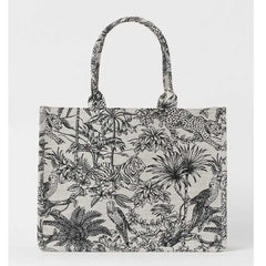 Jacquard Embroidery Tote Shoulder Bag Women's Canvas Shopper