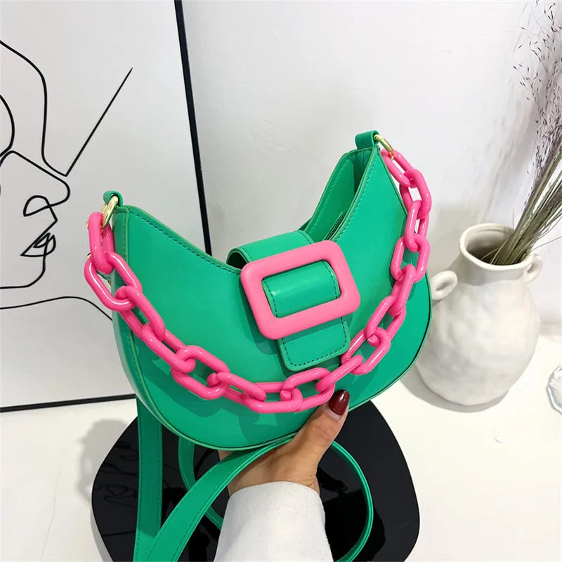 Panelled Tote Shoulder Bags Chain Armpit Bag Femininas Clutch