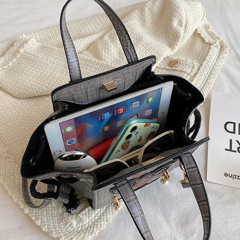 Large Capacity Tote Bag Pu Leather Crossbody Shoulder Handbag
