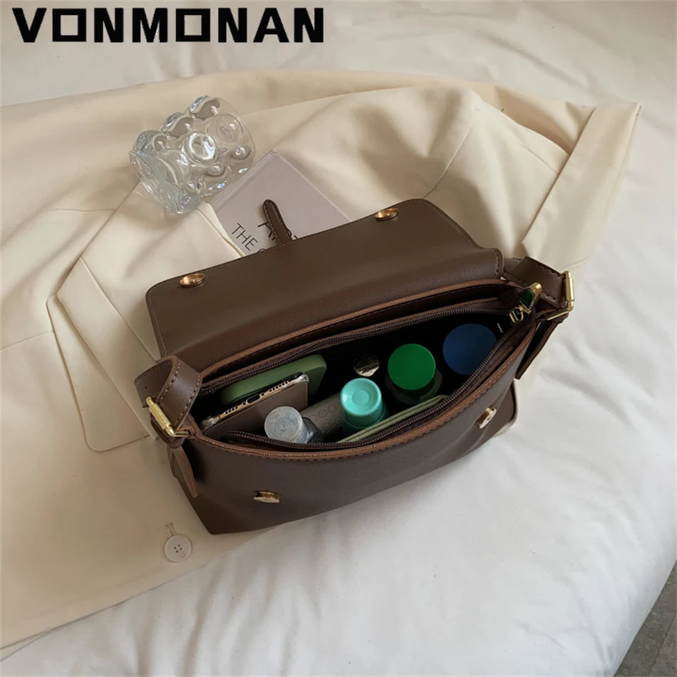 Leather Crossbody Messenger Bag Women Shoulder Bag