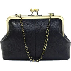 Retro Kiss Lock Pu Crossbag Diamonds Shoulder Handbag