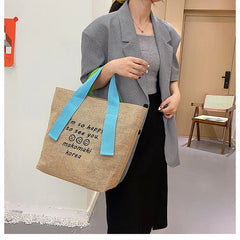 Cotton Linen Printed Tote Bag Large Capacity Handbag for Women