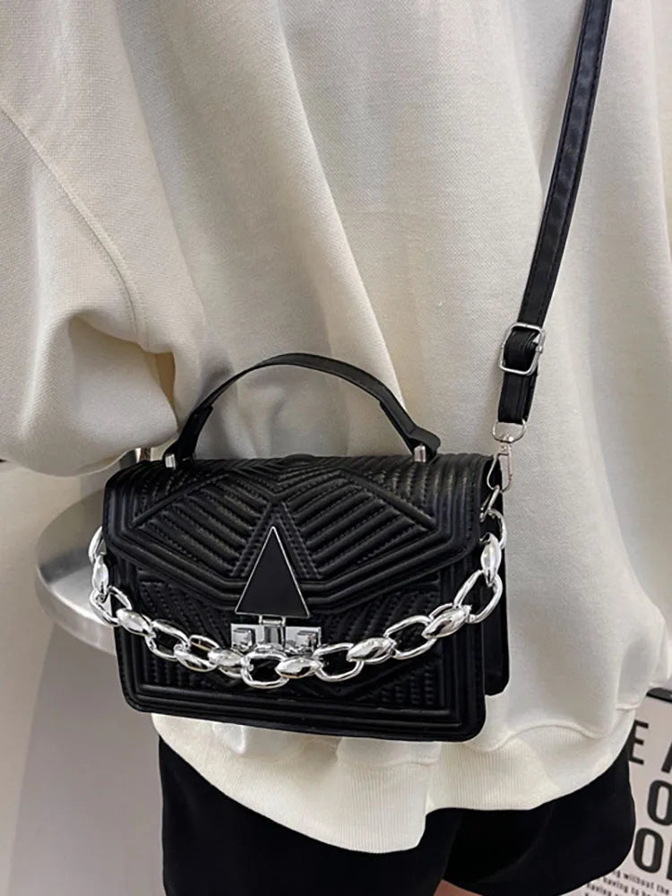 Women's Pu Leather Shoulder Bag Top Handle Chain Crossbody