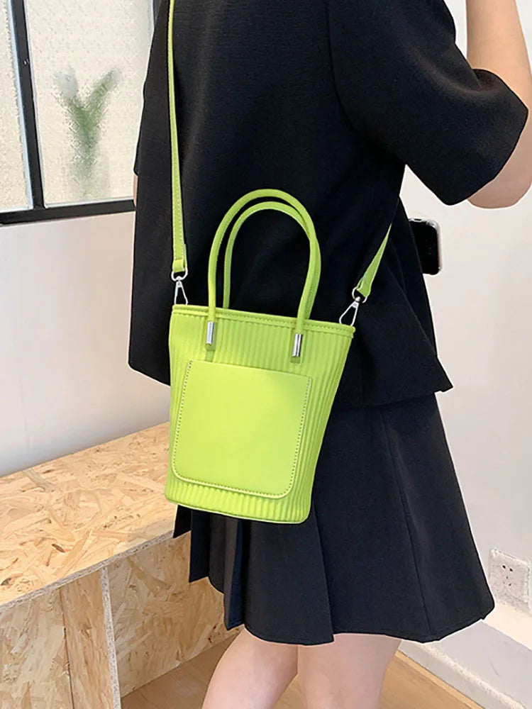Pu Leather Crossbody Shoulder Bag Small Bucket Women's Handbag
