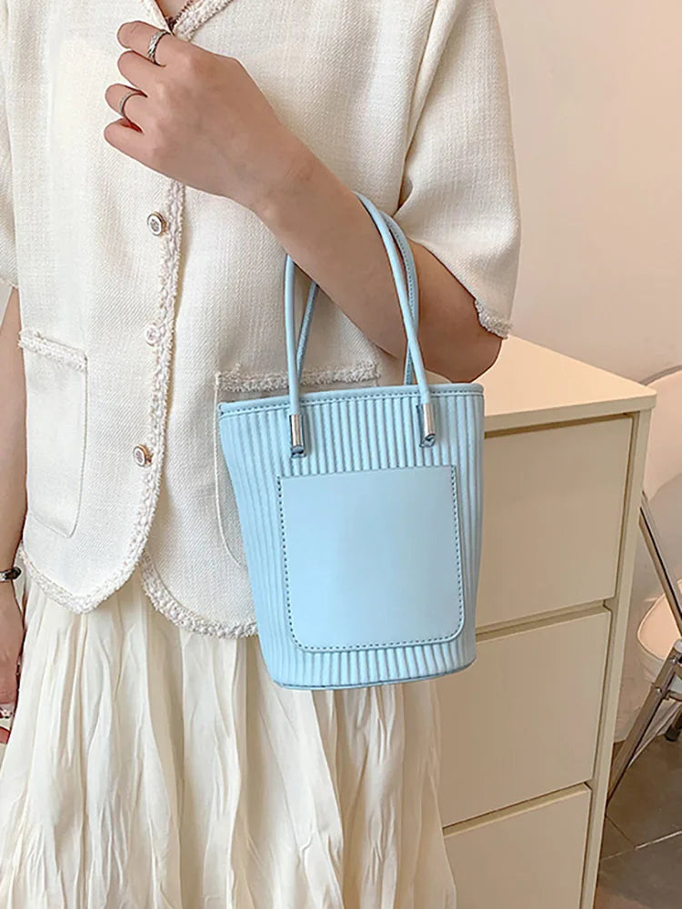 Pu Leather Crossbody Shoulder Bag Small Bucket Women's Handbag