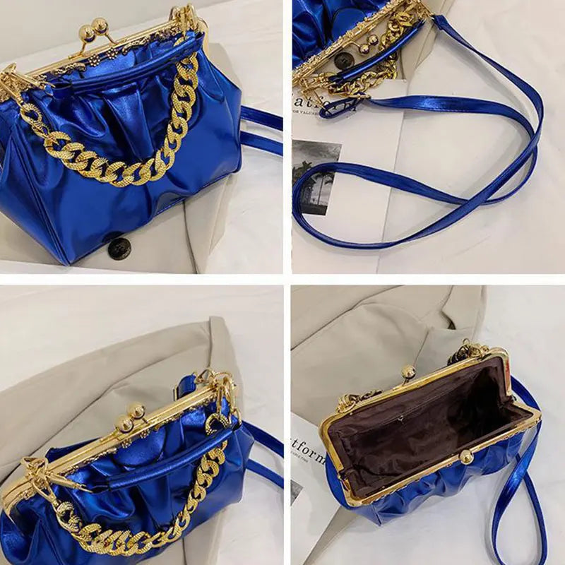 Pleated PU Leather Women's Shoulder Bag Crossbody