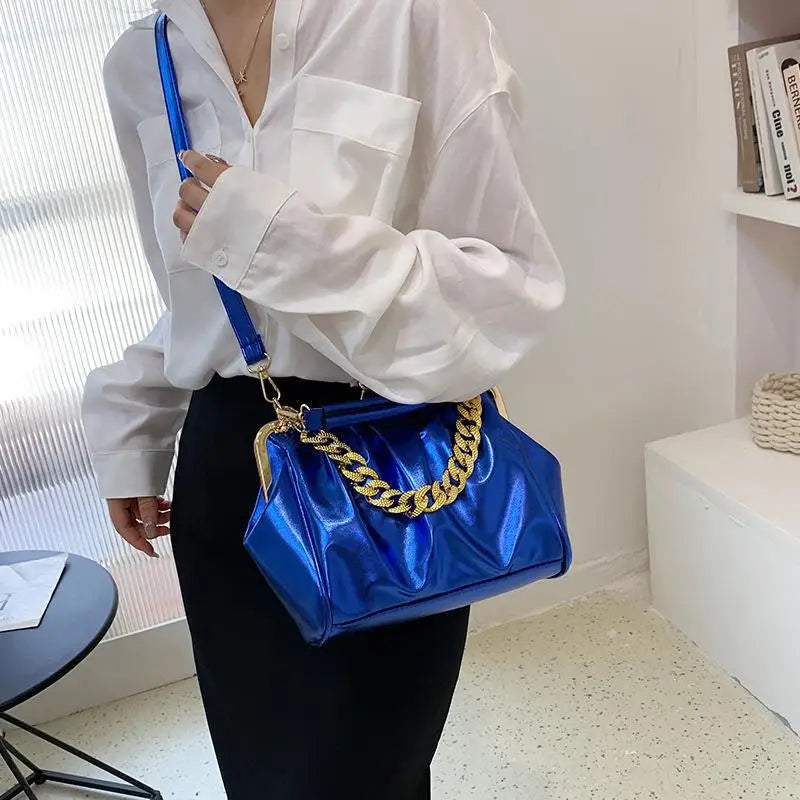 Pleated PU Leather Women's Shoulder Bag Crossbody