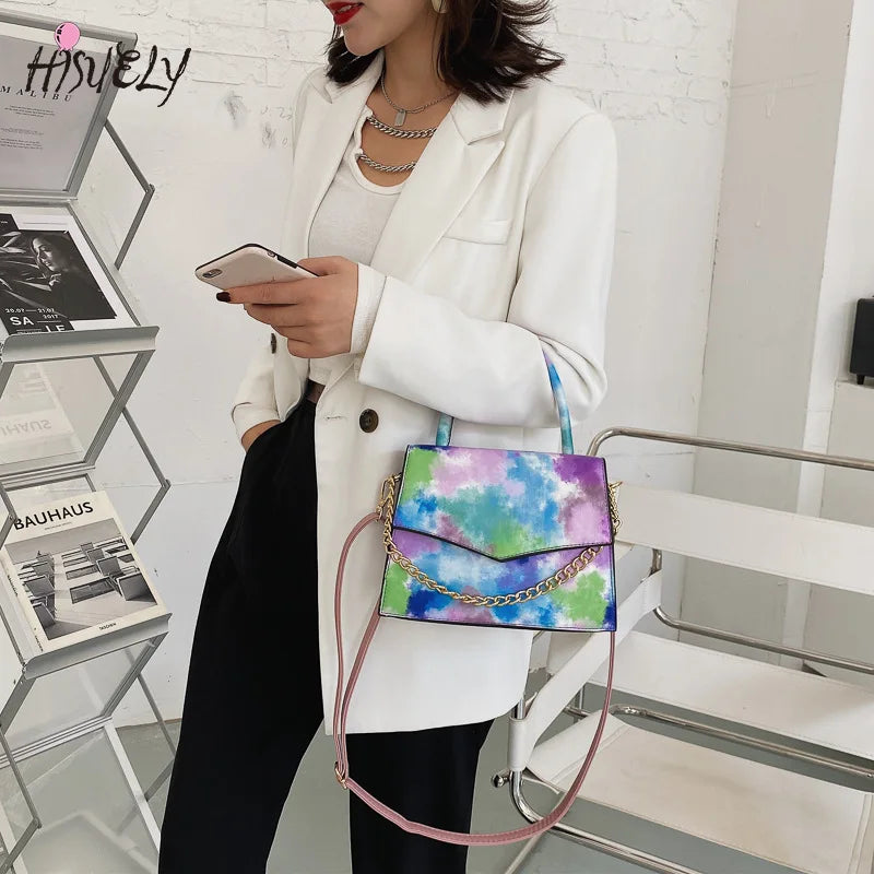 Rainbow Gradient Stylish Chain Shoulder Bag