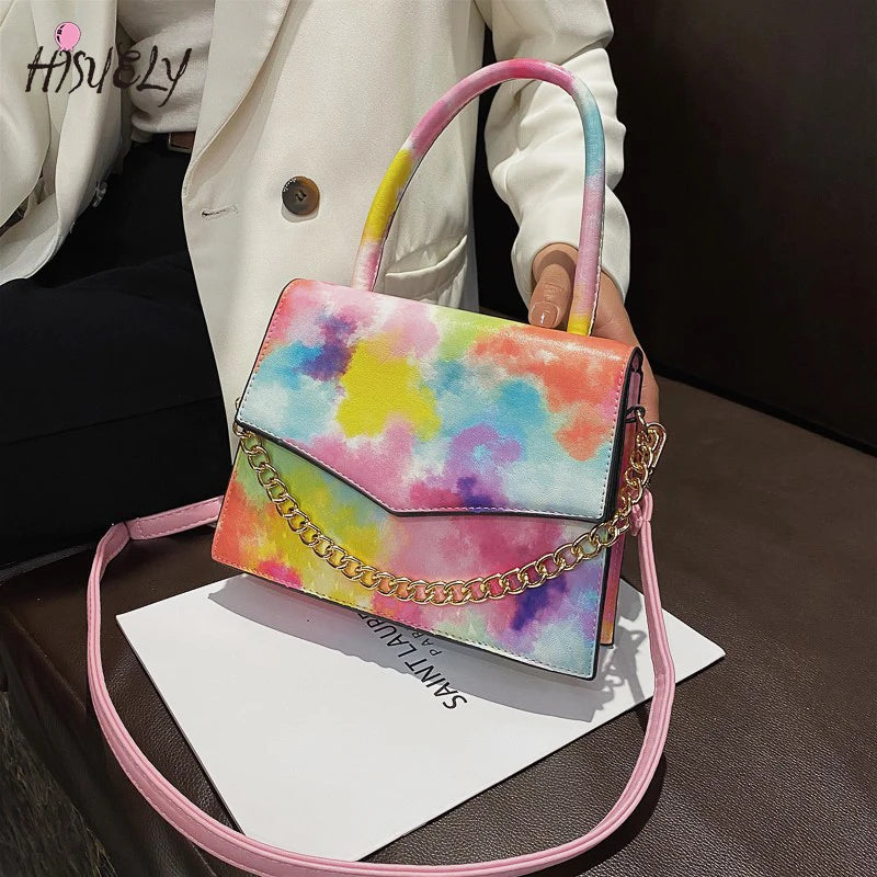 Rainbow Gradient Stylish Chain Shoulder Bag