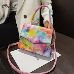 Rainbow Gradient Stylish Chain Shoulder Bag