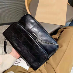 Vintage Shoulder Bag Chains Messenger Bags Soft PU Leather Flap Crossbody Pack F