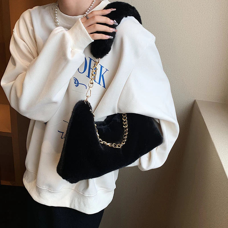Plush Shoulder Bags for Women Winter Handbags