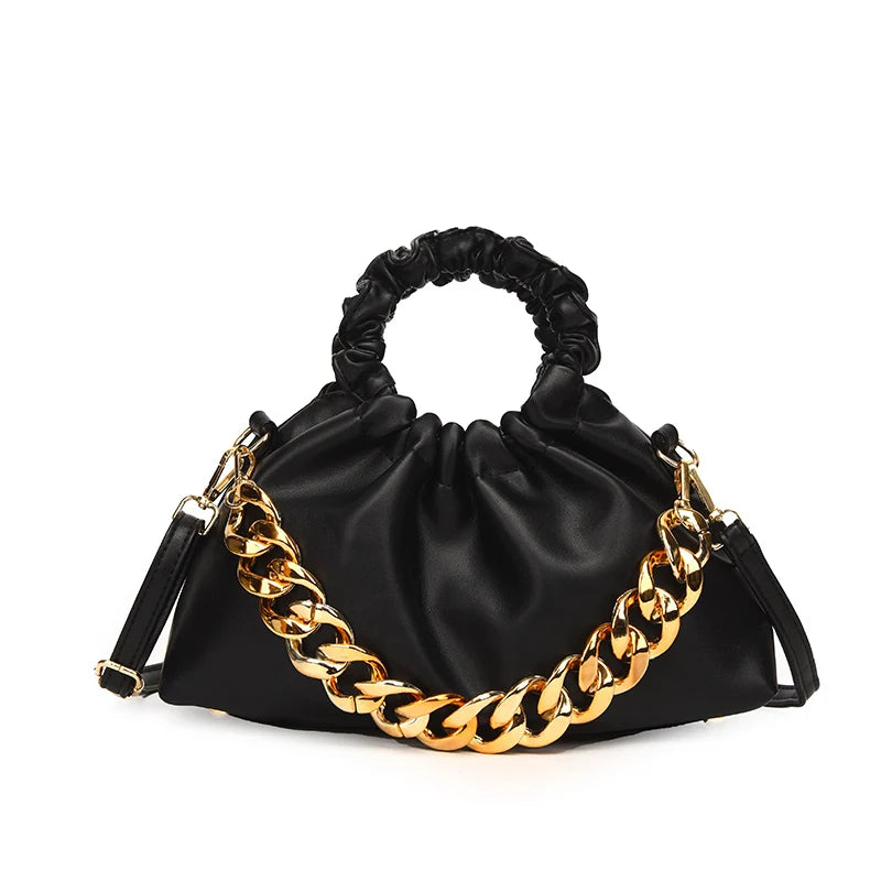 Chain Crossbody Bag PU Leather Shoulder Handbag for Women