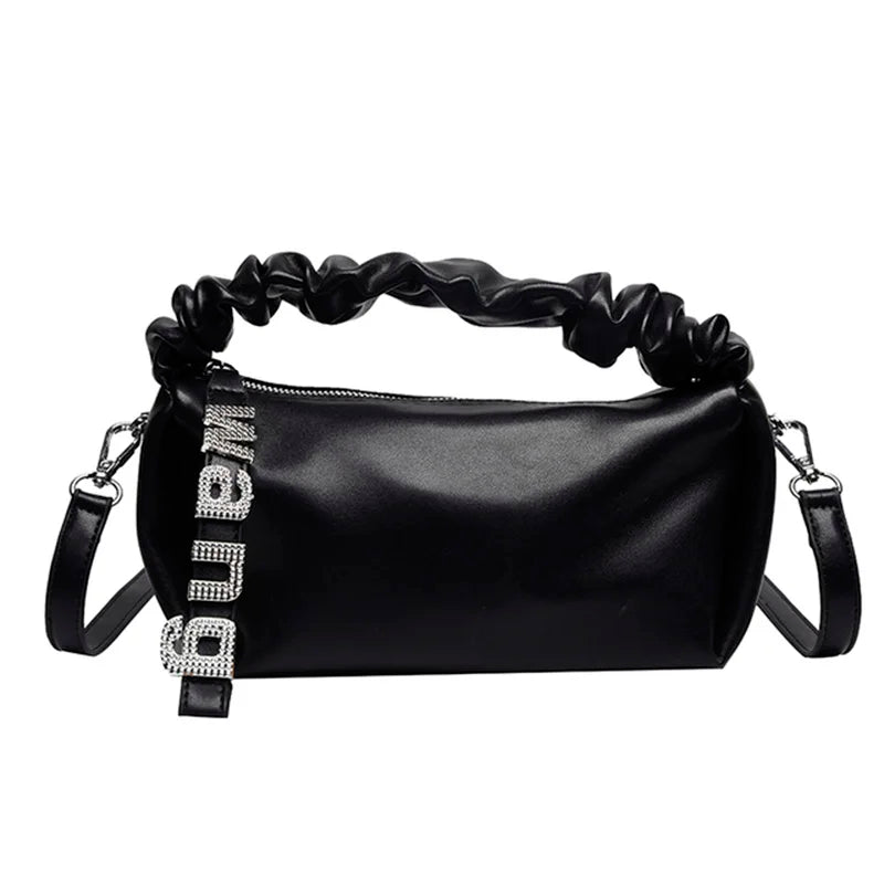 Ladies Diamonds Handbags High Leather Solid Shoulder Crossbody Bags
