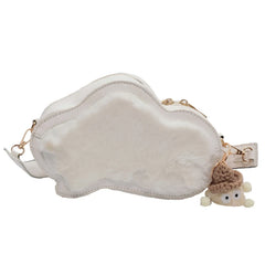 Winter Plush Shoulder Bag with Pendant for Women