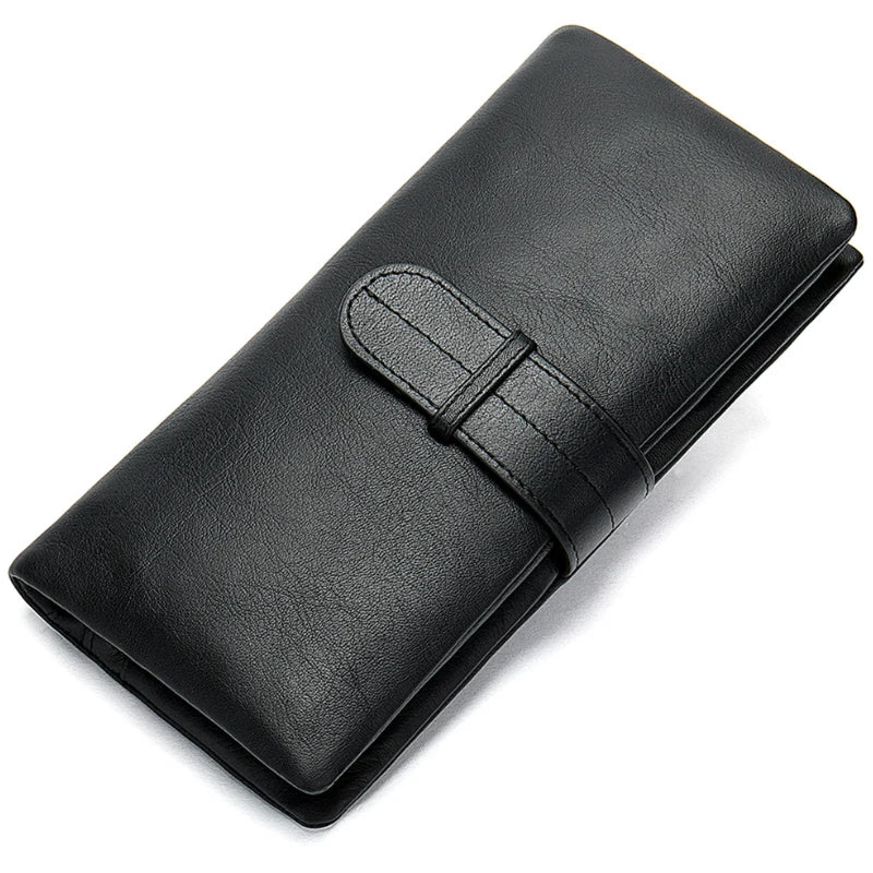 Men's Long Leather Wallet Soft Real Cowskin Purse