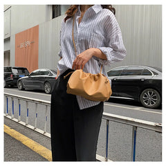 Cloud Shape Women Clutch Bag Pleated Dumpling Shoulder Messenger Bag