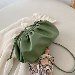 Cloud Shape Women Clutch Bag Pleated Dumpling Shoulder Messenger Bag