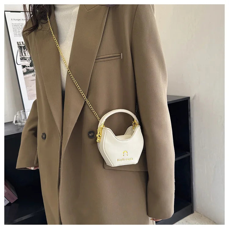 PU Leather Women's Handbag Chain Crossbody Bag Shell Tote Winter