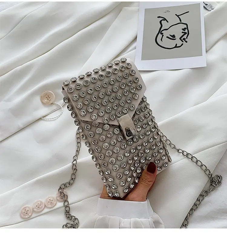 Phone Waist Bag Crossbody Diamond Small Side Bags for Ladies