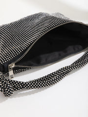 Crystal Rhinestone Clutch Purse Silver Evening Bag for Women