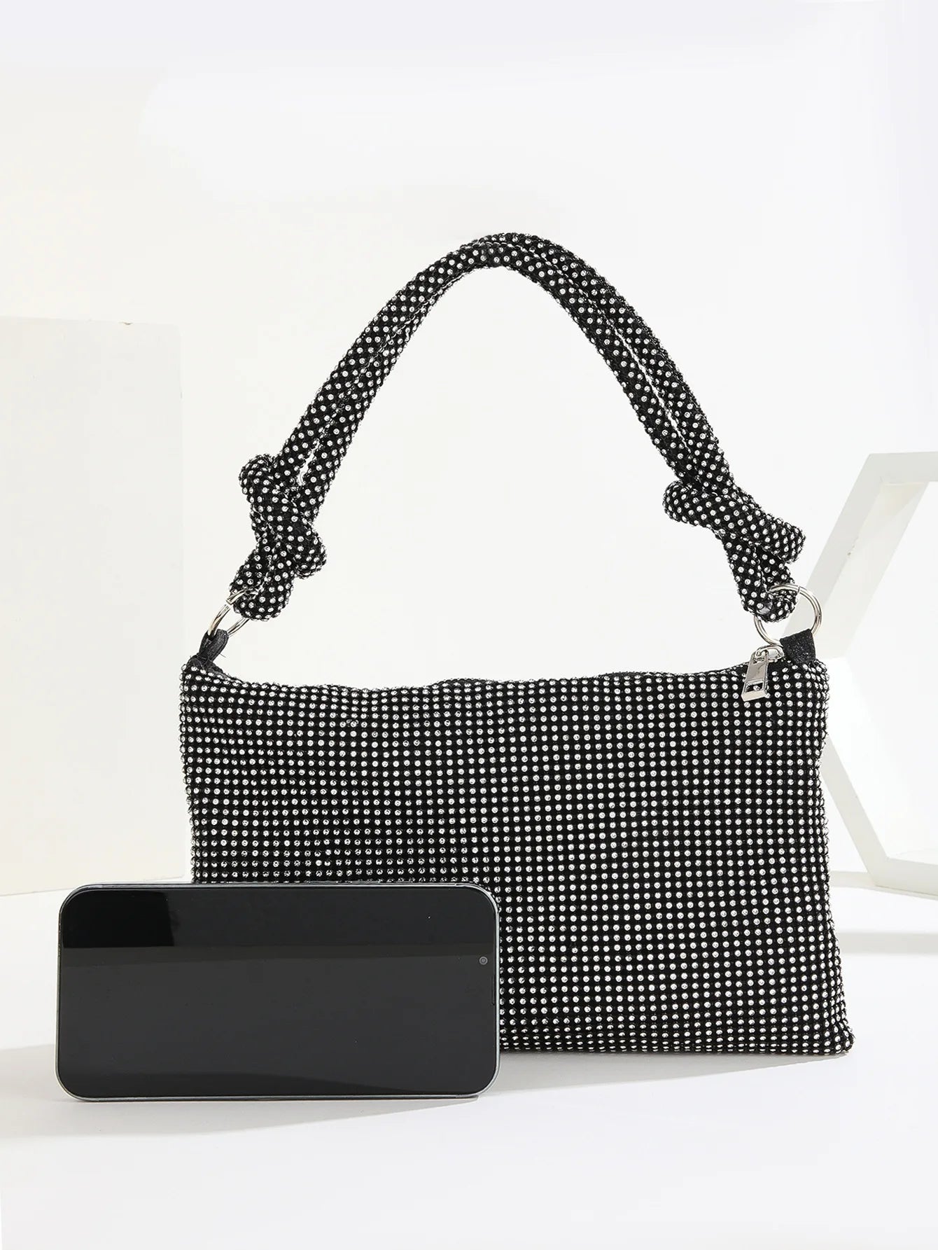 Crystal Rhinestone Clutch Purse Silver Evening Bag for Women