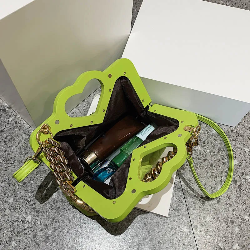 Green PU Leather Shoulder Bag for Women