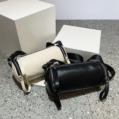 Women's Leather Shoulder Bag Soft Crossbody Bags Cylindrical Sac