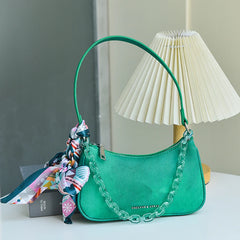 Women's Small Shoulder Bag with Acrylic Chains